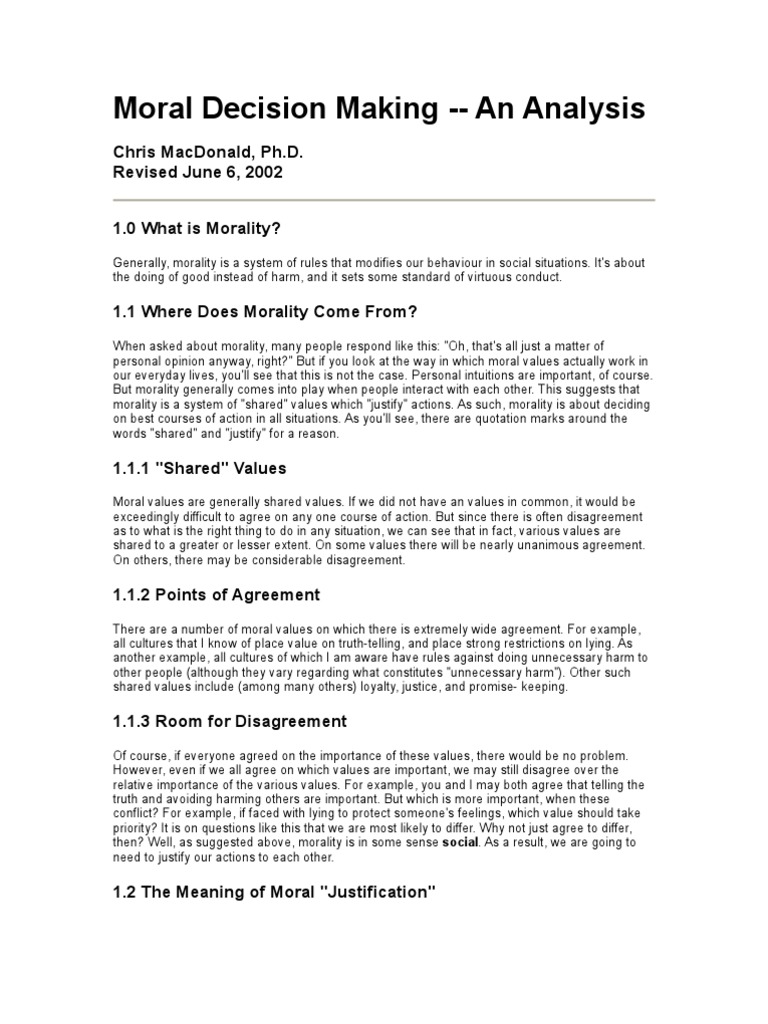 Moral Decision Making Morality Value (Ethics)