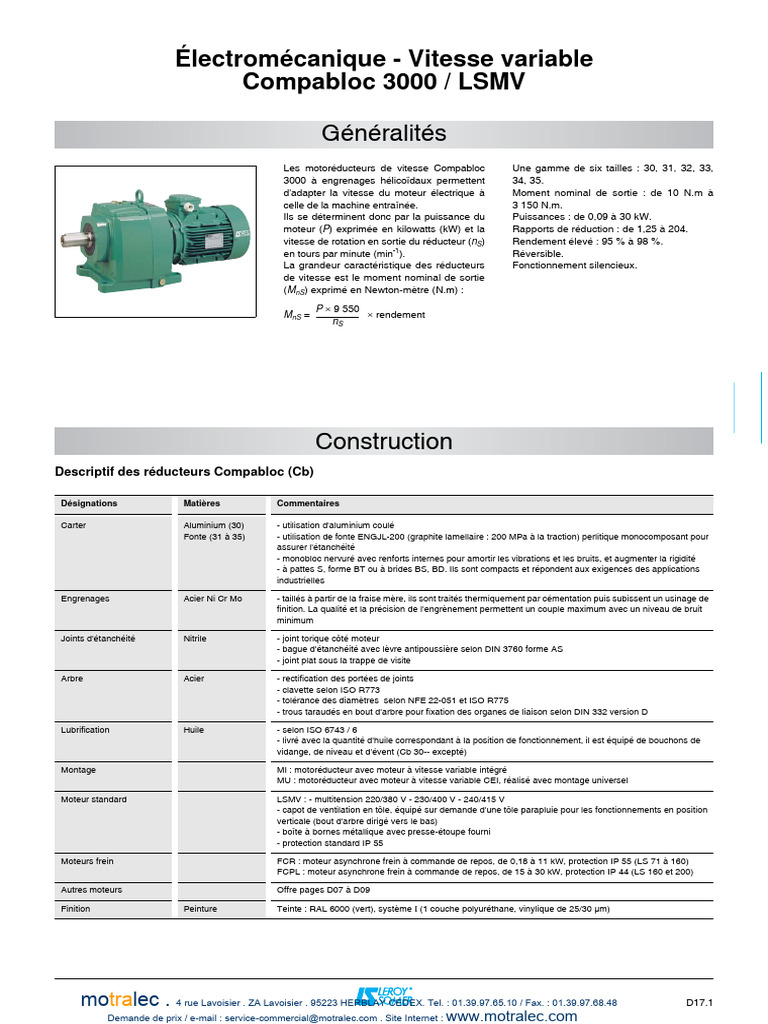 Réducteurs Compabloc 3000 LSMV | PDF | Engrenage | Biens manufacturés