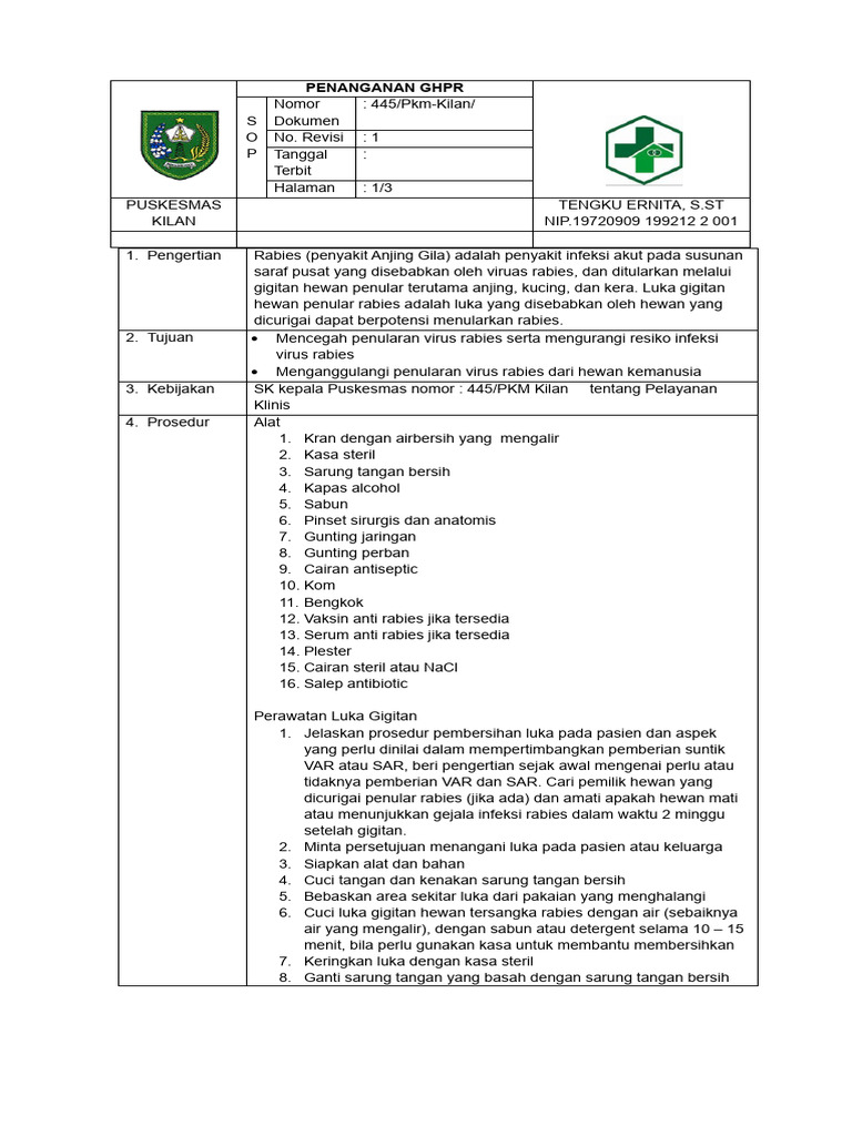 Sop GHPR | PDF