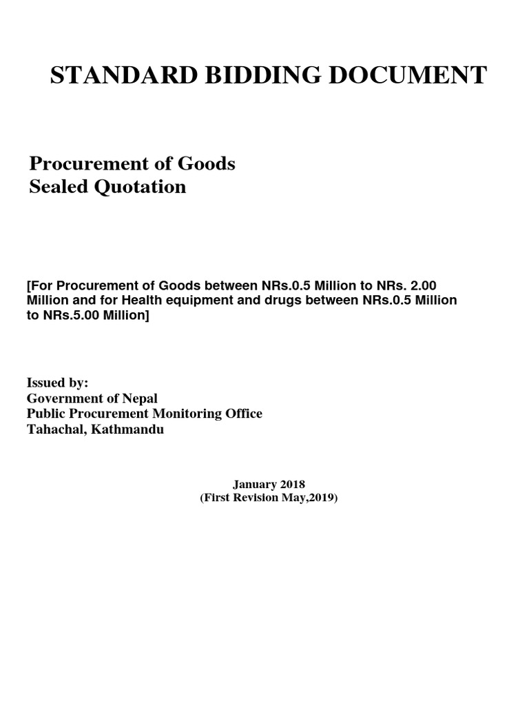 Sample Tender PDF Procurement Specification (Technical Standard)