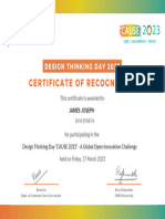 Certificate of Recognition: Design Thinking Day 2023