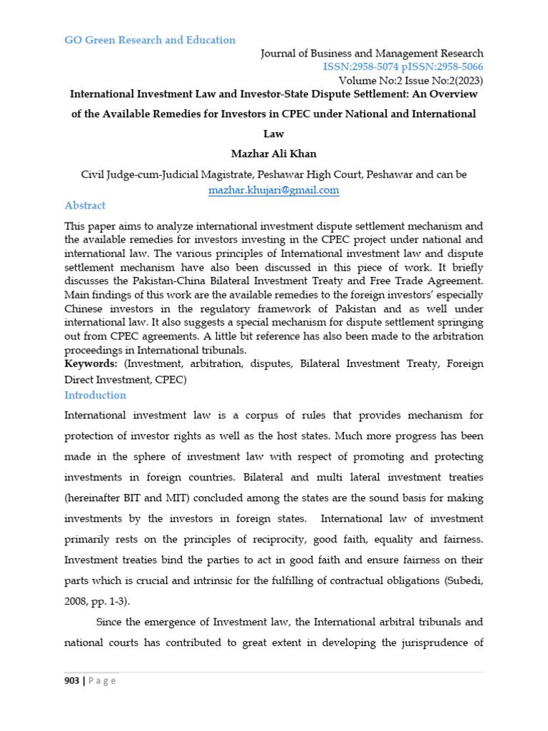 Research Paper Investment Law | PDF | Arbitration | International ...