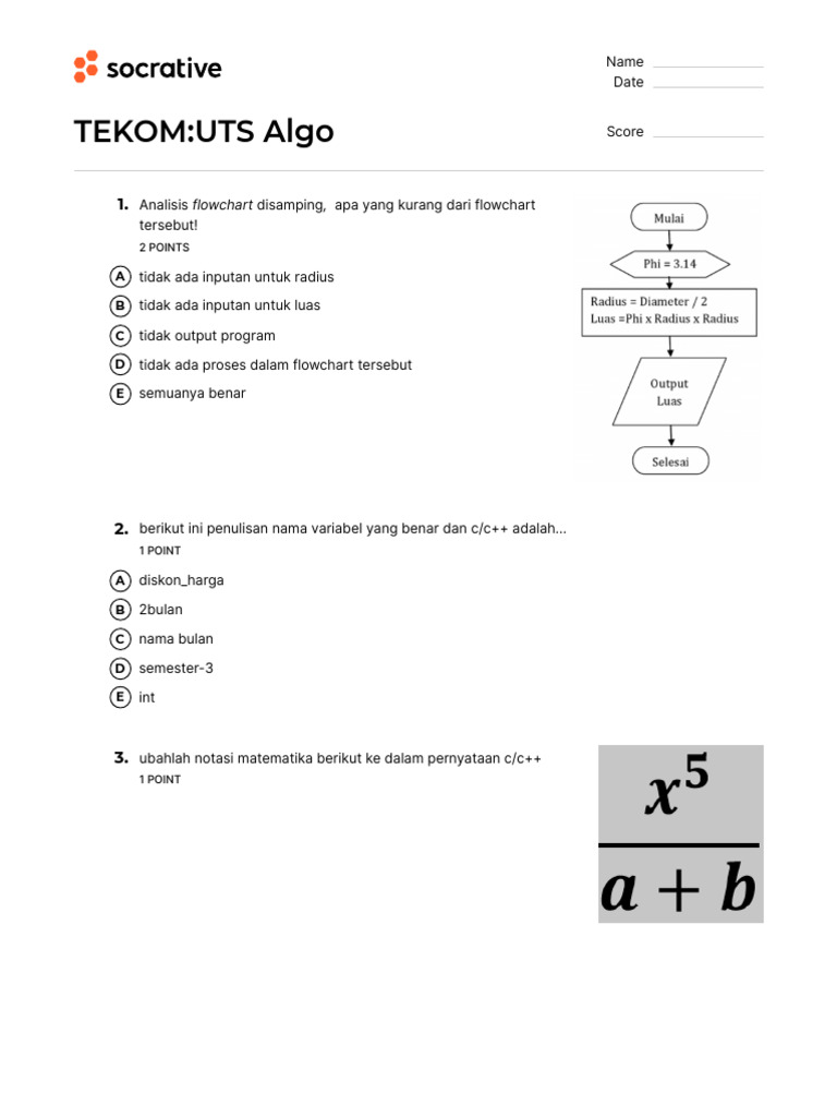 Soal UTS Algoritma dan Pemrograman C++ | PDF | Komputer