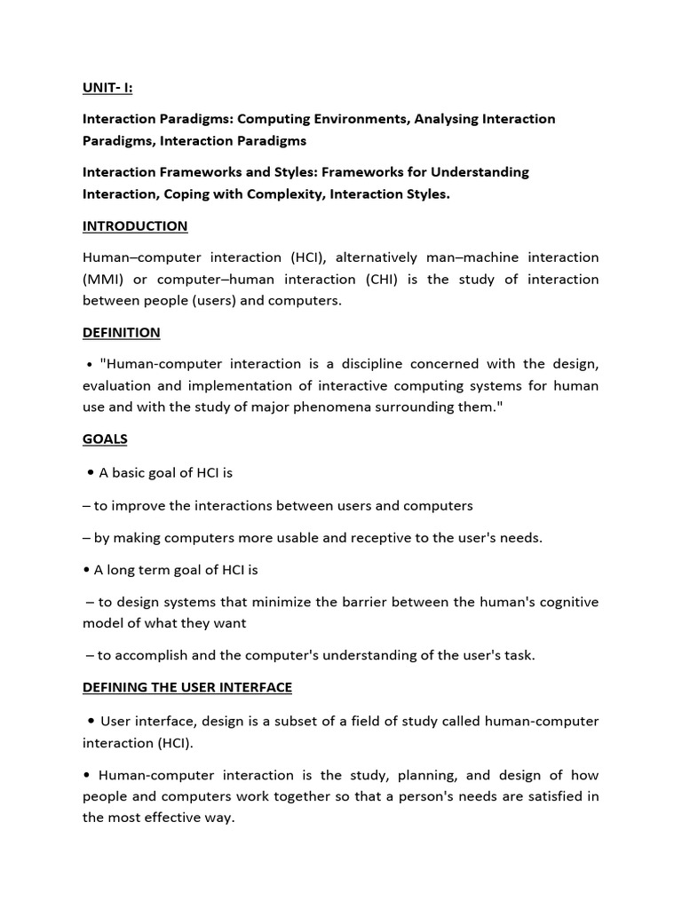 HCI Unit 2 Interaction Paradigms | PDF | Human–Computer Interaction ...
