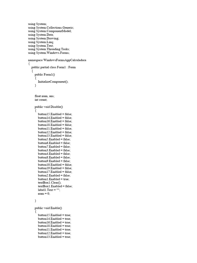Calculadora Win Form C Pdf Computer Engineering Computer Programming