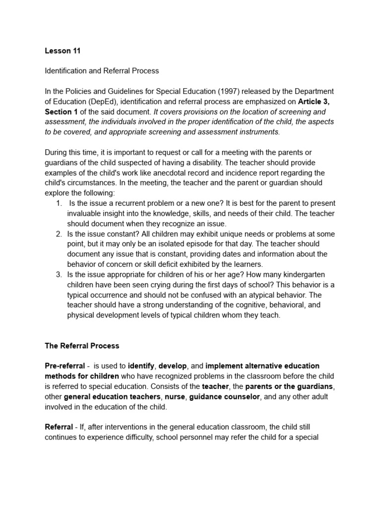 Special Education Identification Process | PDF | Educational Assessment ...