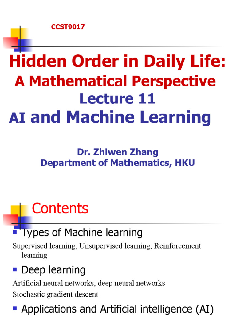 CCST9017 (2023-24lecture11printed Version) MachineLearning | PDF ...