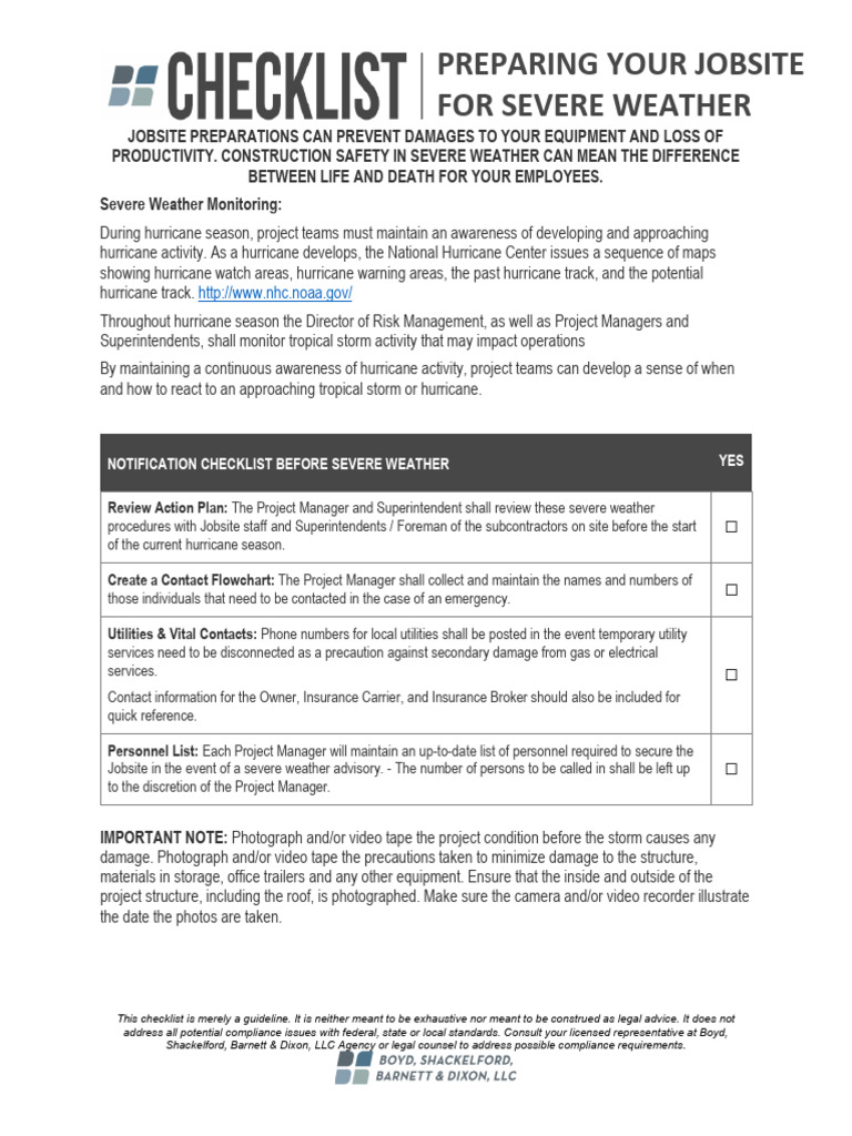 Severe Weather Jobsite Preparation Guide | PDF | Storm Drain | Tropical ...