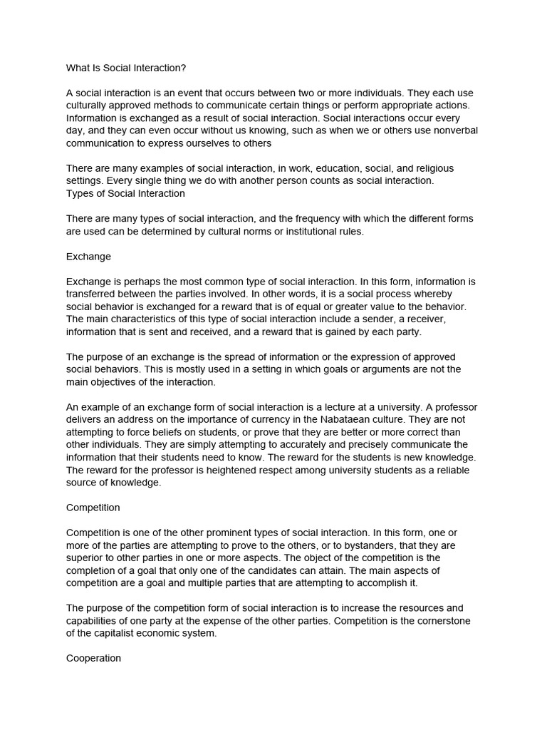 Types of Social Interaction Explained | PDF | Competition | Information