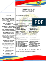 Certificate of Replacement