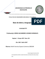 Base de Datos y Lenguajes.: Facultad de Ingeniería Mecanica Yelectrica