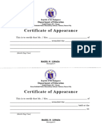 111NEW - CERTIFICATE OF APPEARANCE - A4 Size 1DSDES