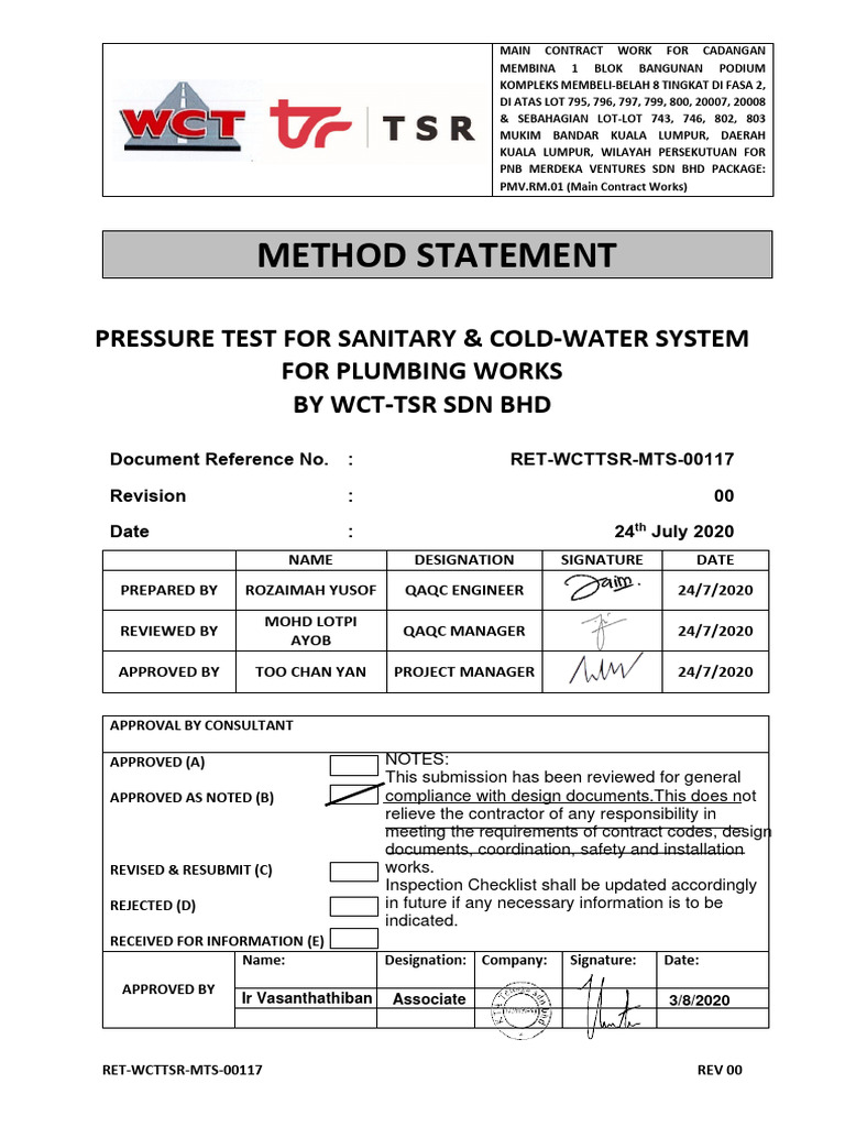Pressure Test Method for Plumbing Systems | PDF | Plumbing | Leak