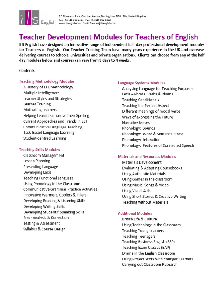 List of Teacher Development Modules | PDF | Learning | Teachers