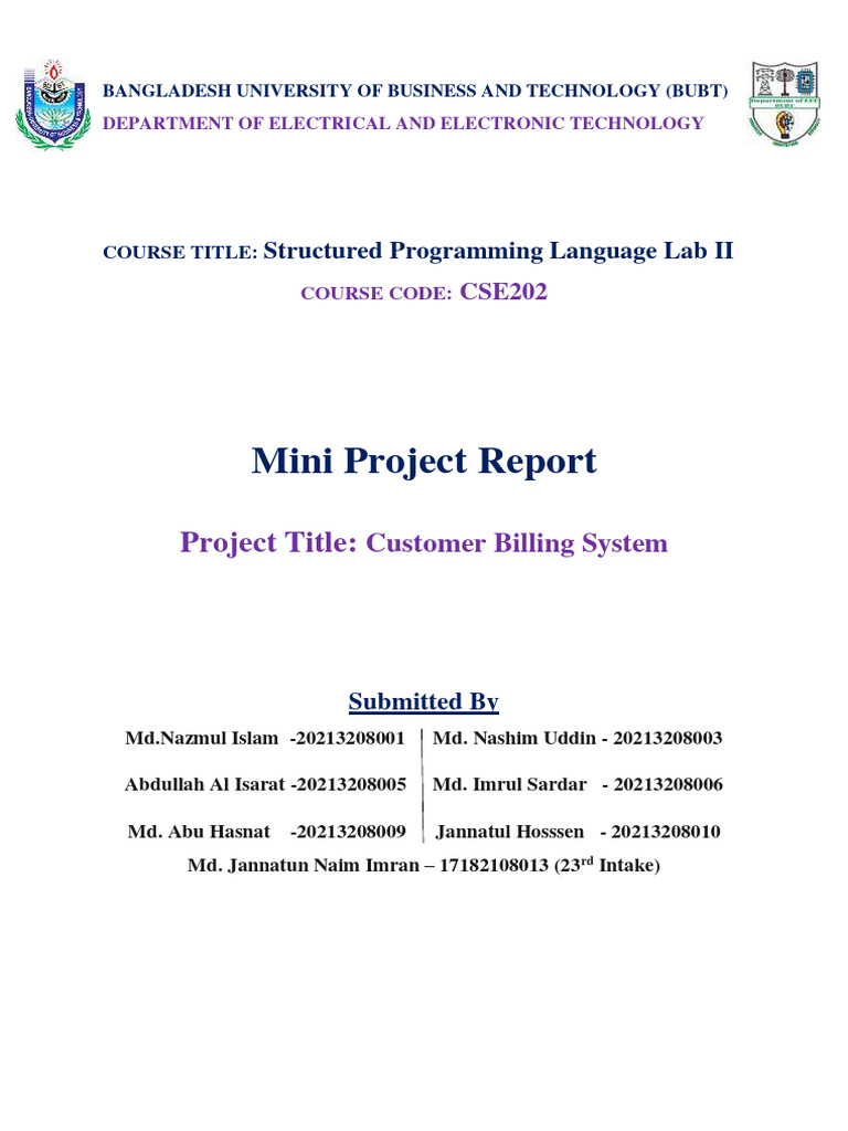 Customer Billing System Project in C | PDF | Computer Program | Programming