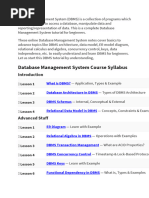 Database Management System Course Syllabus