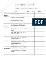 Checklist in IELTS Speaking Part 2 Updated