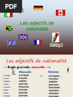 Les adjectifs de nationalité