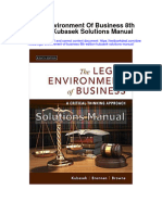 Legal Environment of Business 8th Edition Kubasek Solutions Manual