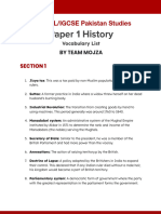 Mojza Pak Studies Paper 1 Vocabulary List