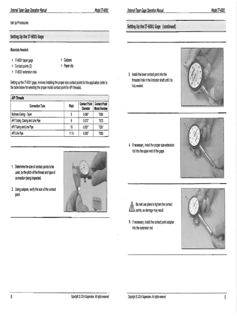 Internal Taper Gauge PDF
