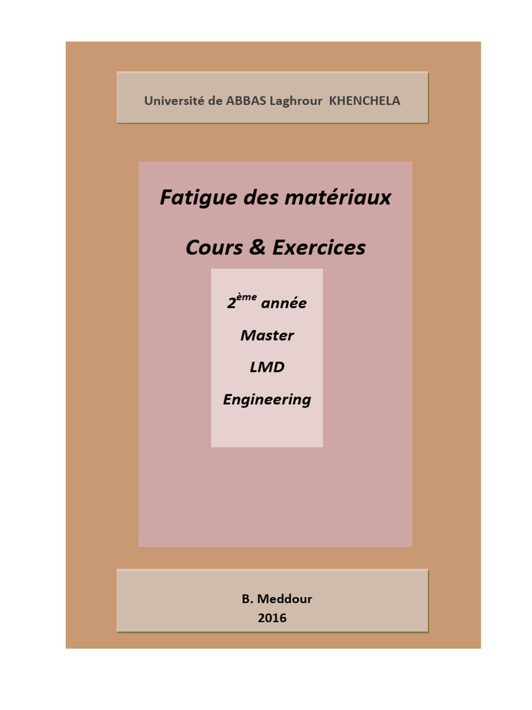 Cours sur la Fatigue des Matériaux | PDF | Fatigue (matériau) | Flexion ...