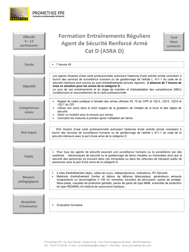 Formation ASRA D : Entraînements Sécurisés | PDF | Sécurité