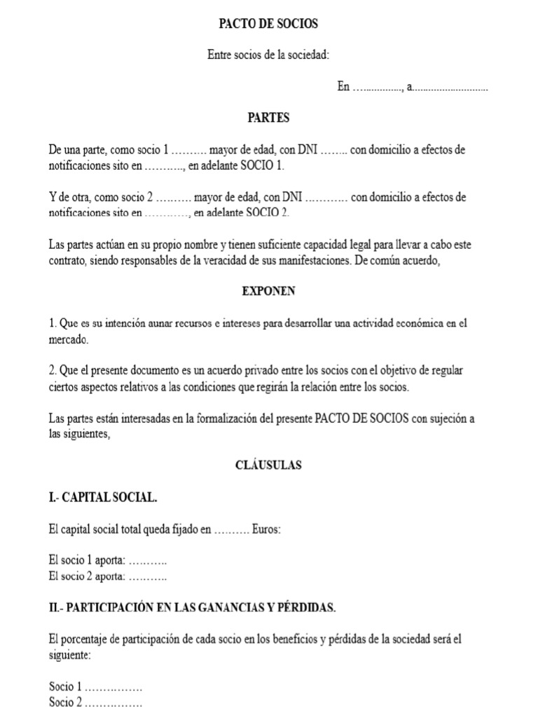 Modelo Pacto Socios PDF