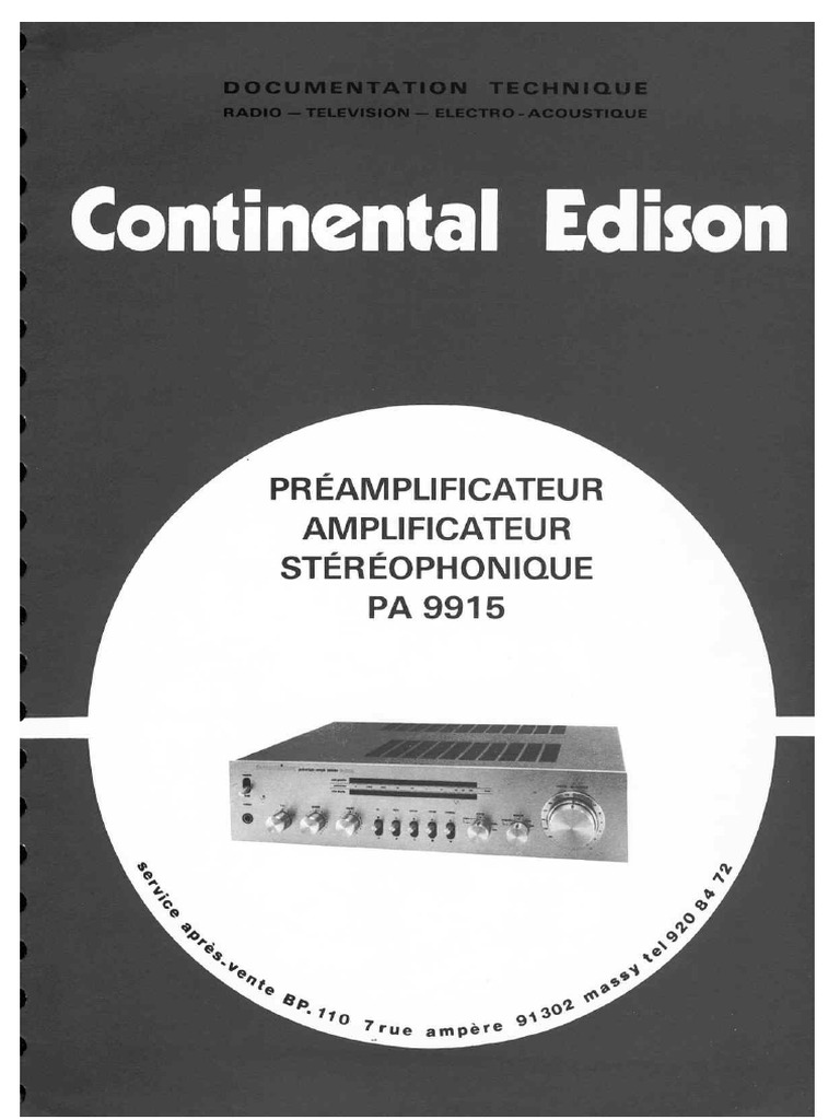 Continental Edison PA 9915 Service Manual | PDF