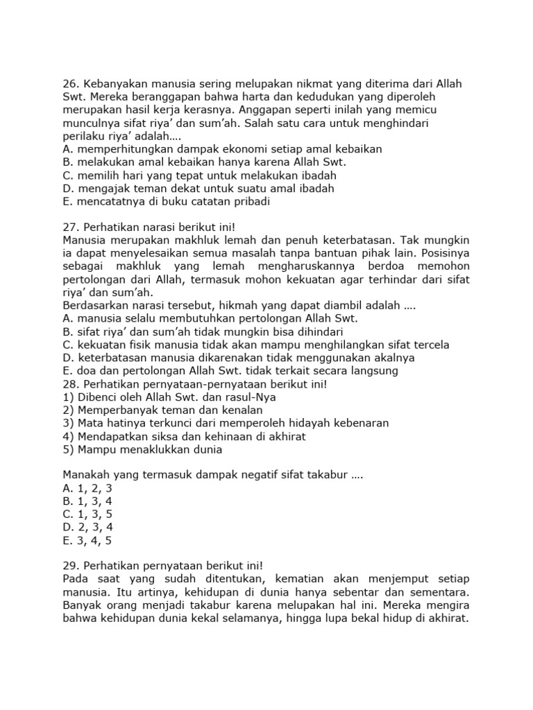 Menghindari Sifat Riya dan Takabur | PDF