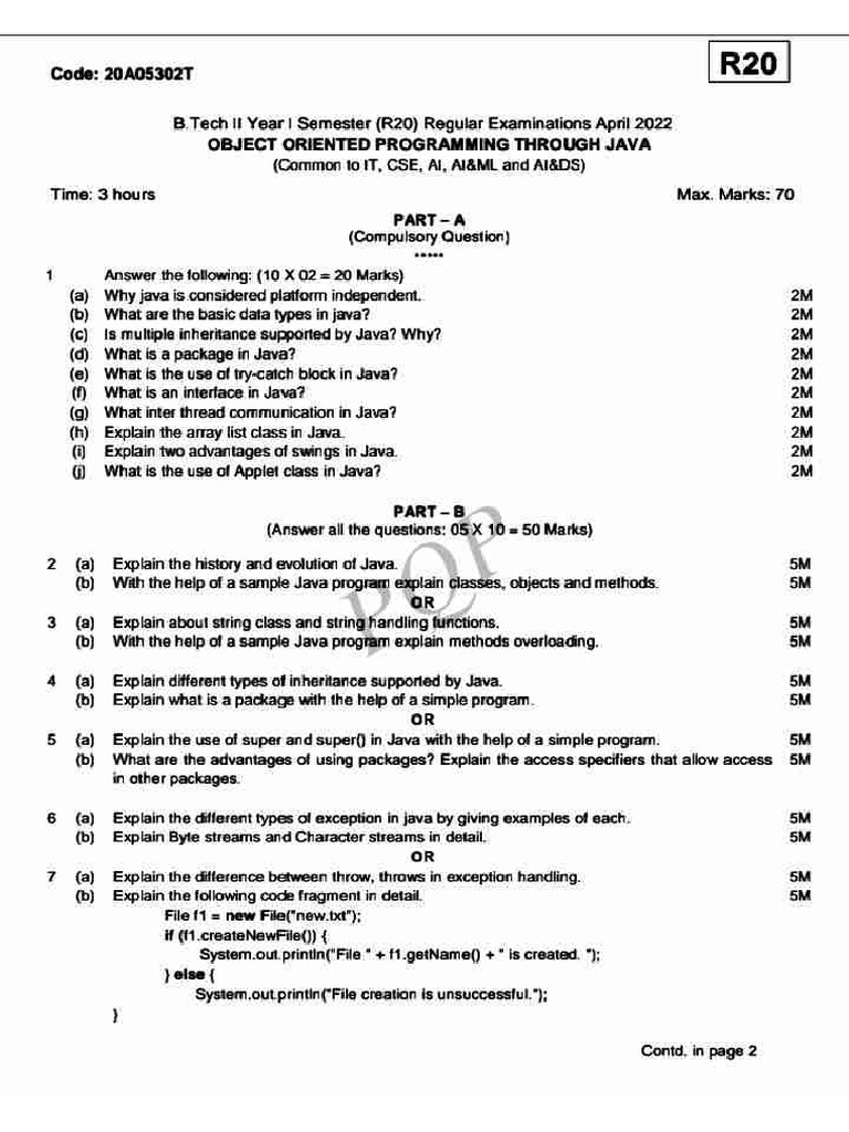 Java Important Questions