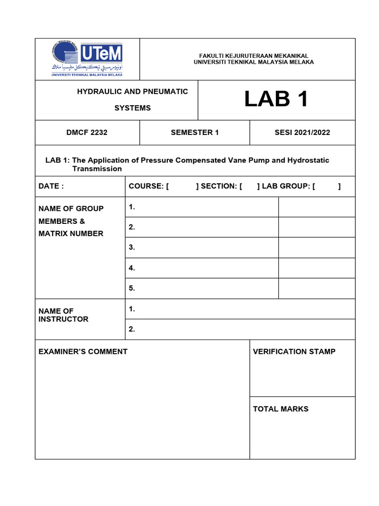 Pressure Compensated Vane Pump Lab | PDF | Pump | Valve