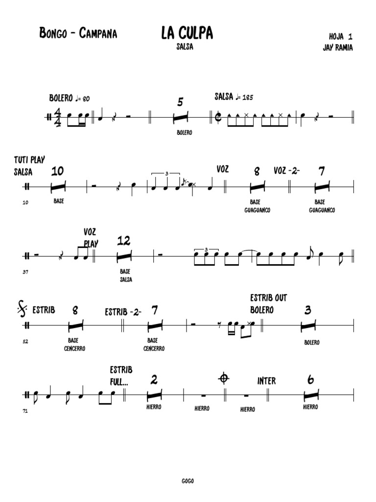 Partituras de Salsa y Bongo | PDF