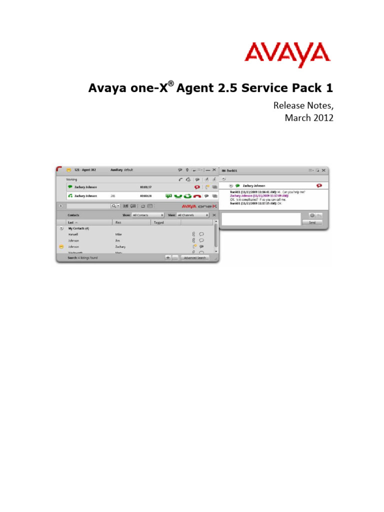 Avayaone Xagent25servicepack1releasenotes Pdf Installation