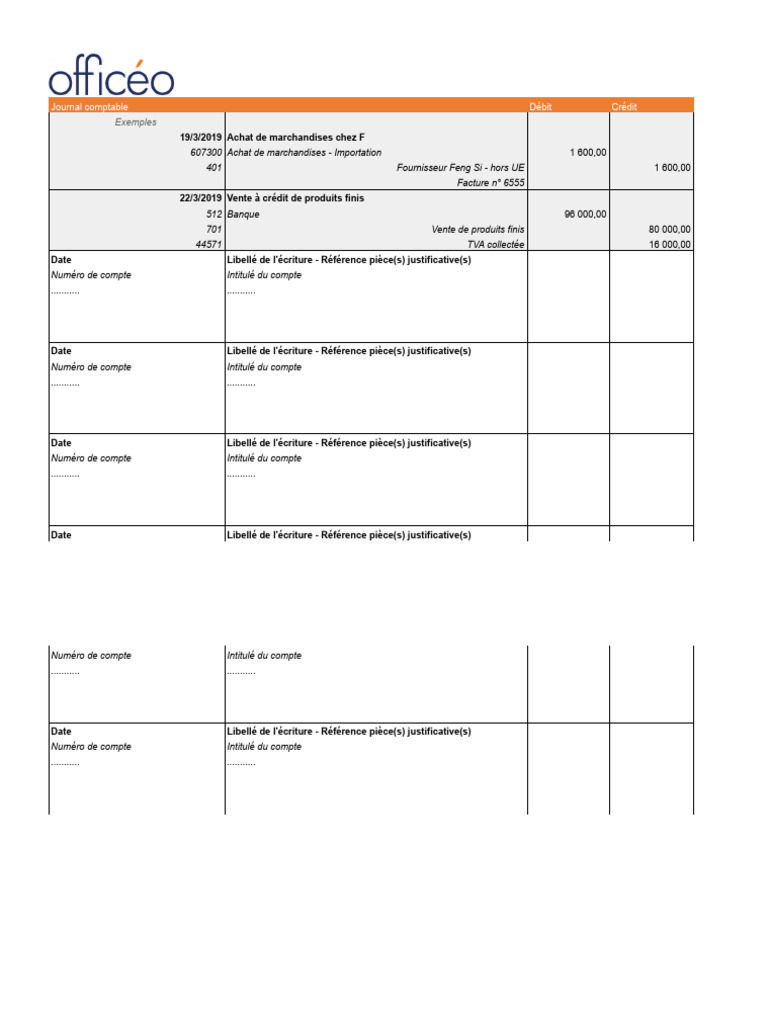 Journal comptable : Exemples et modèles | PDF