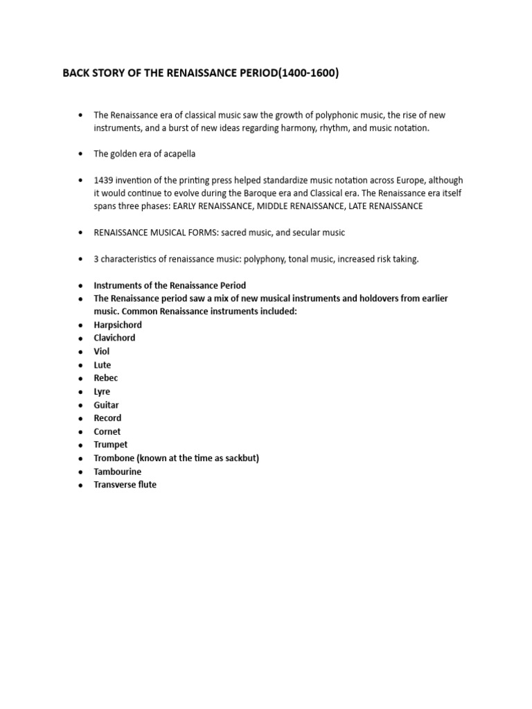 Back story of the renaissance period pdf
