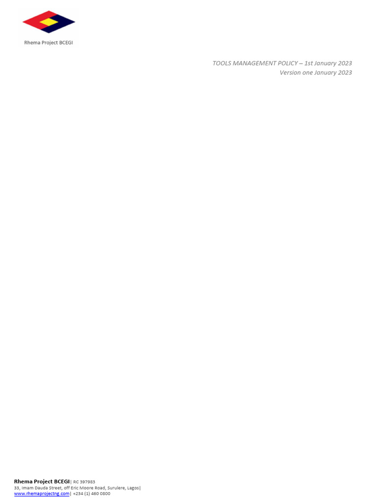 Tool management policy version 1 pdf economies business