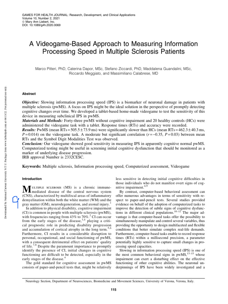 (A) A Videogame-Based Approach To Measuring Information Processing ...