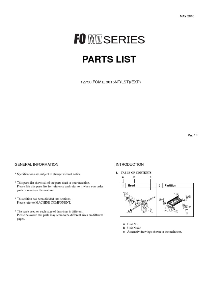 Fo m2 parts list complete pdf screw tools