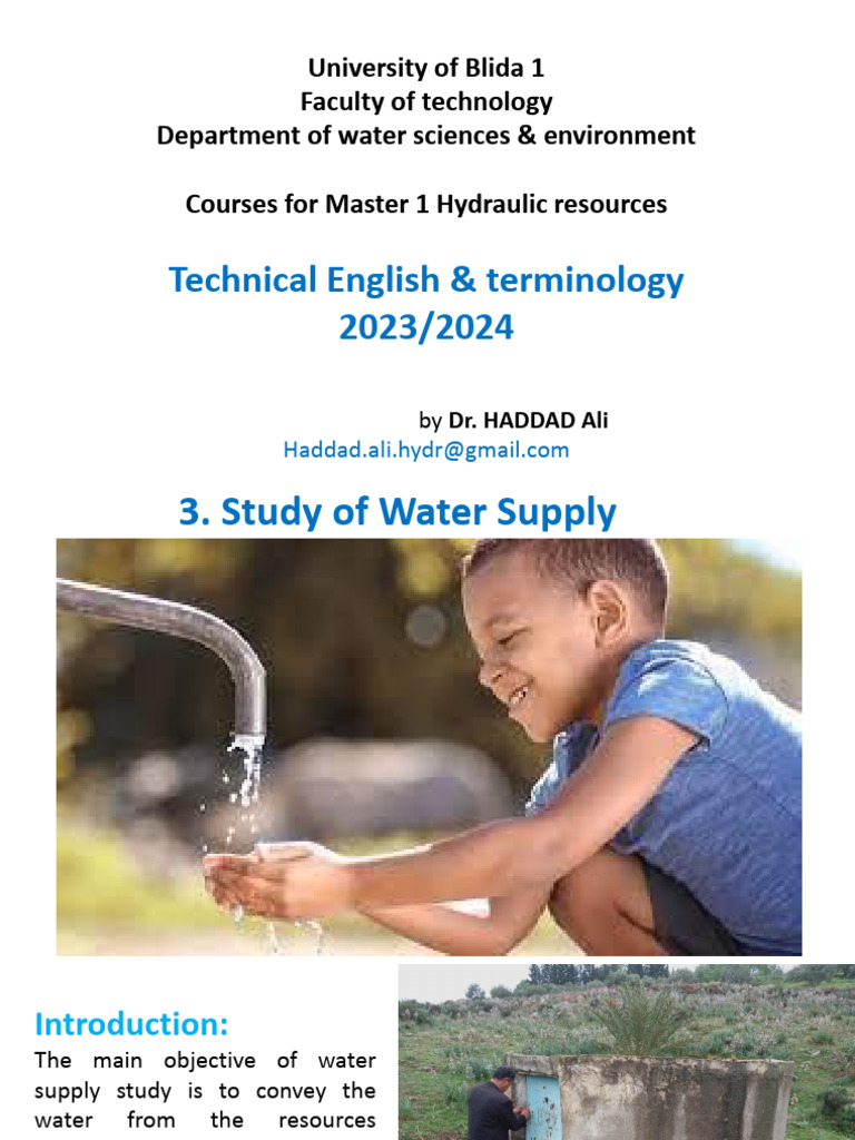 Course 3 Study of Water Supply PDF Pump Water