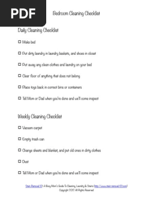 Bedroom Cleaning Checklist