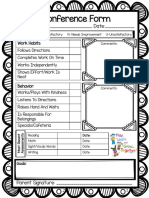 Parent Teacher Conference Form