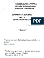 CONTABILIDADE DE CUSTOS - Parte V - Departamentalização - Ádamo