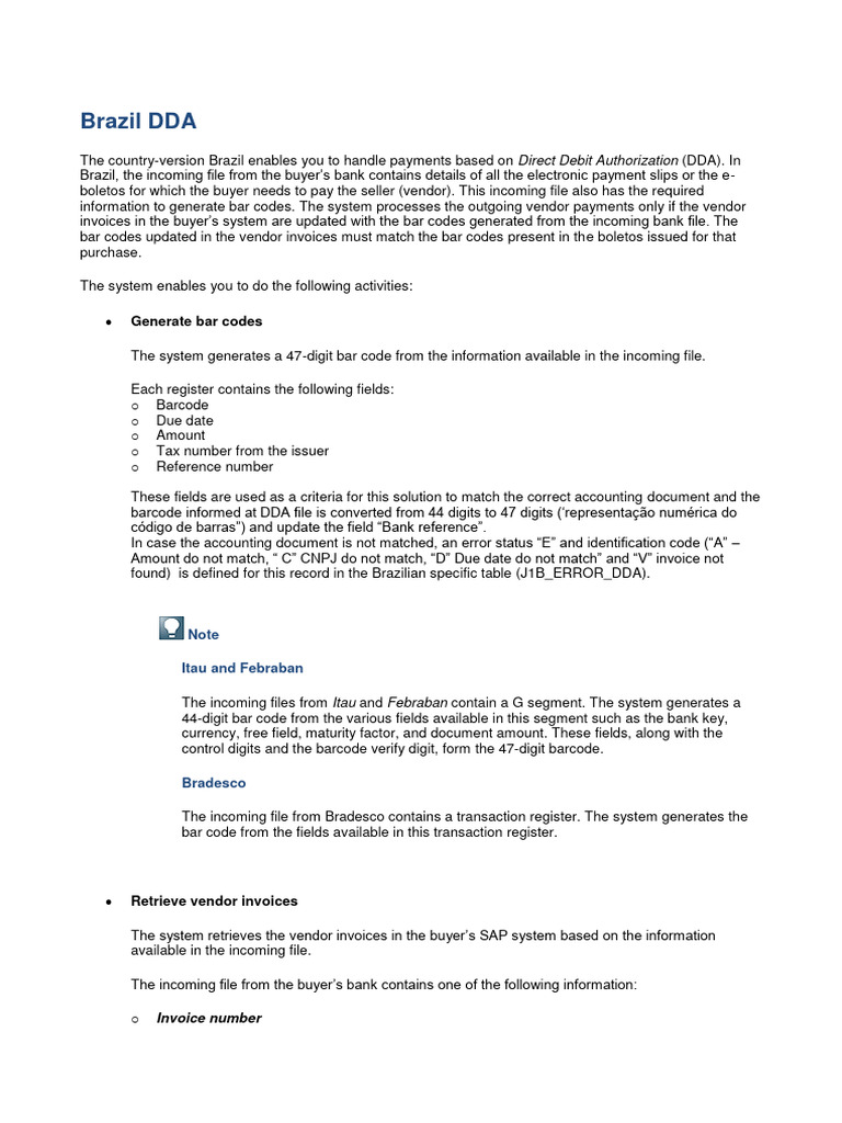 DDA Payment Processing in Brazil | PDF | Invoice | Service Industries