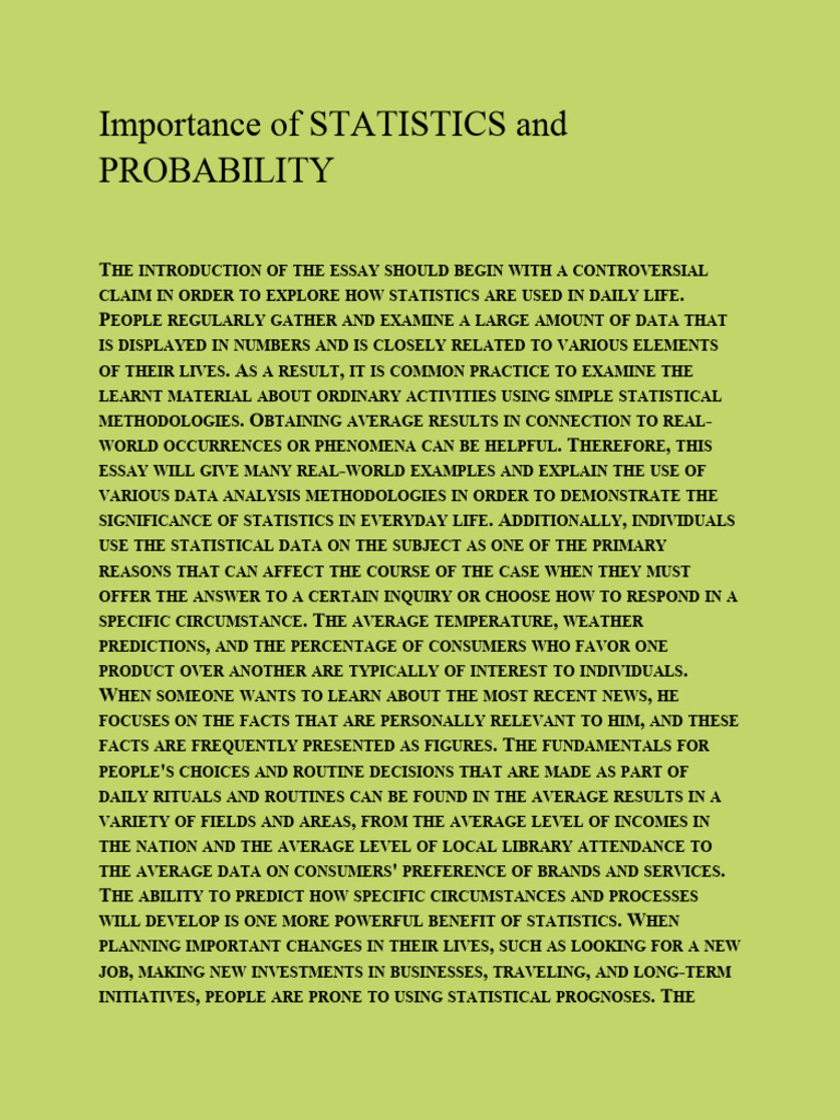 Importance of statistics and probability pdf statistics methodology