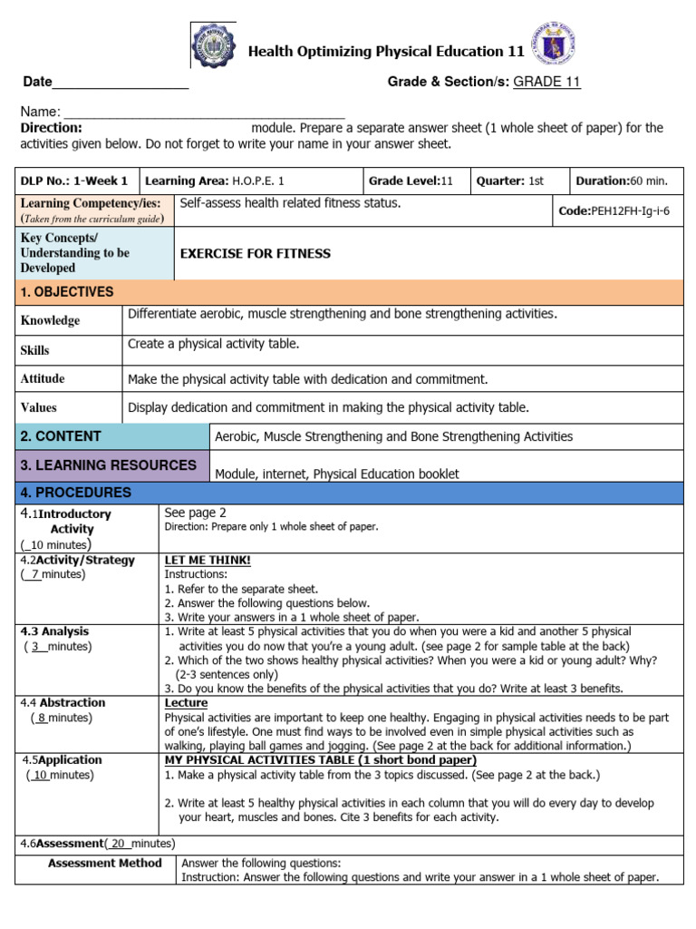 G11 Pe 1ST Quarter | PDF | Physical Fitness | Heart Rate