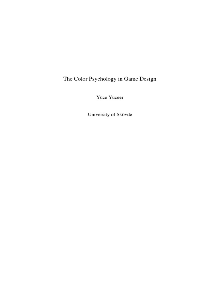Color Psychology in Game Design PDF Experience Color