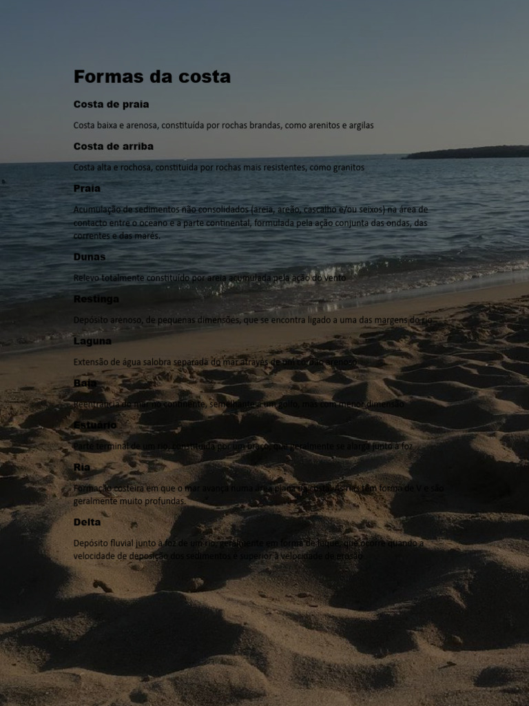 Formas e Características da Costa | PDF