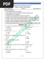 Sample Paper 1 Class XI Annual Exam CS