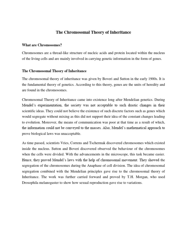 Chromosomal Theory of Inheritance | PDF | Genetic Linkage | Gene
